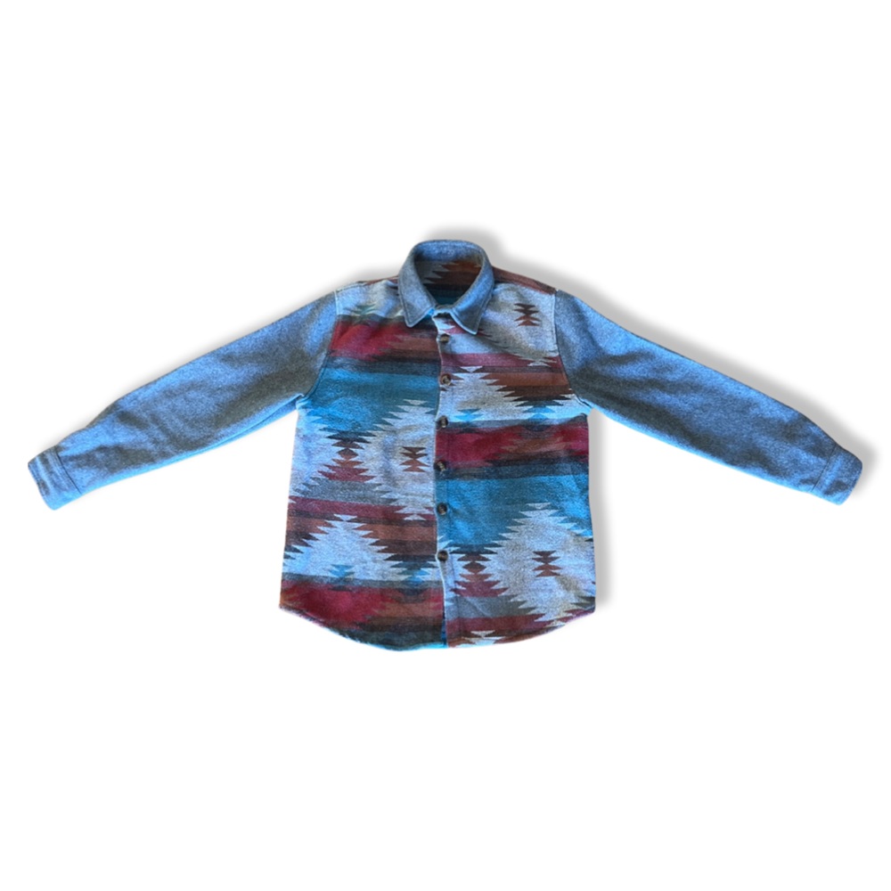 Men Geo Print Curved Hem Overcoat